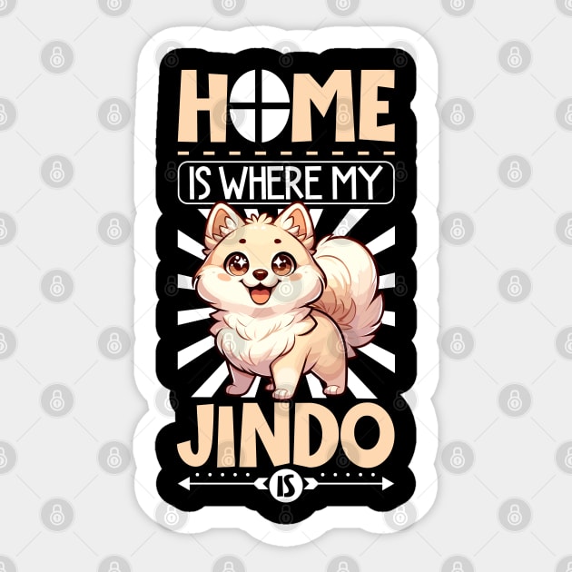 Home is with my Korean Jindo Sticker by Modern Medieval Design
